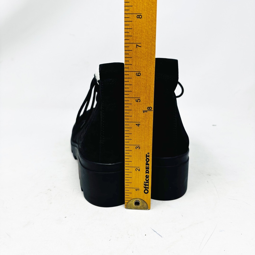 Eileen Fisher Black Suede Lamb Sherpa Fur Lace Up Boots Womens Size 7‎ - Picture 7 of 11